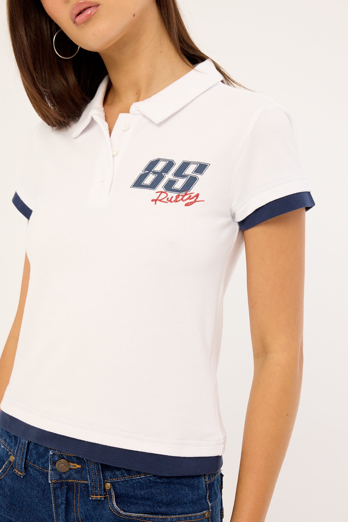 Rusty Mock Layer Polo Mini Tee White