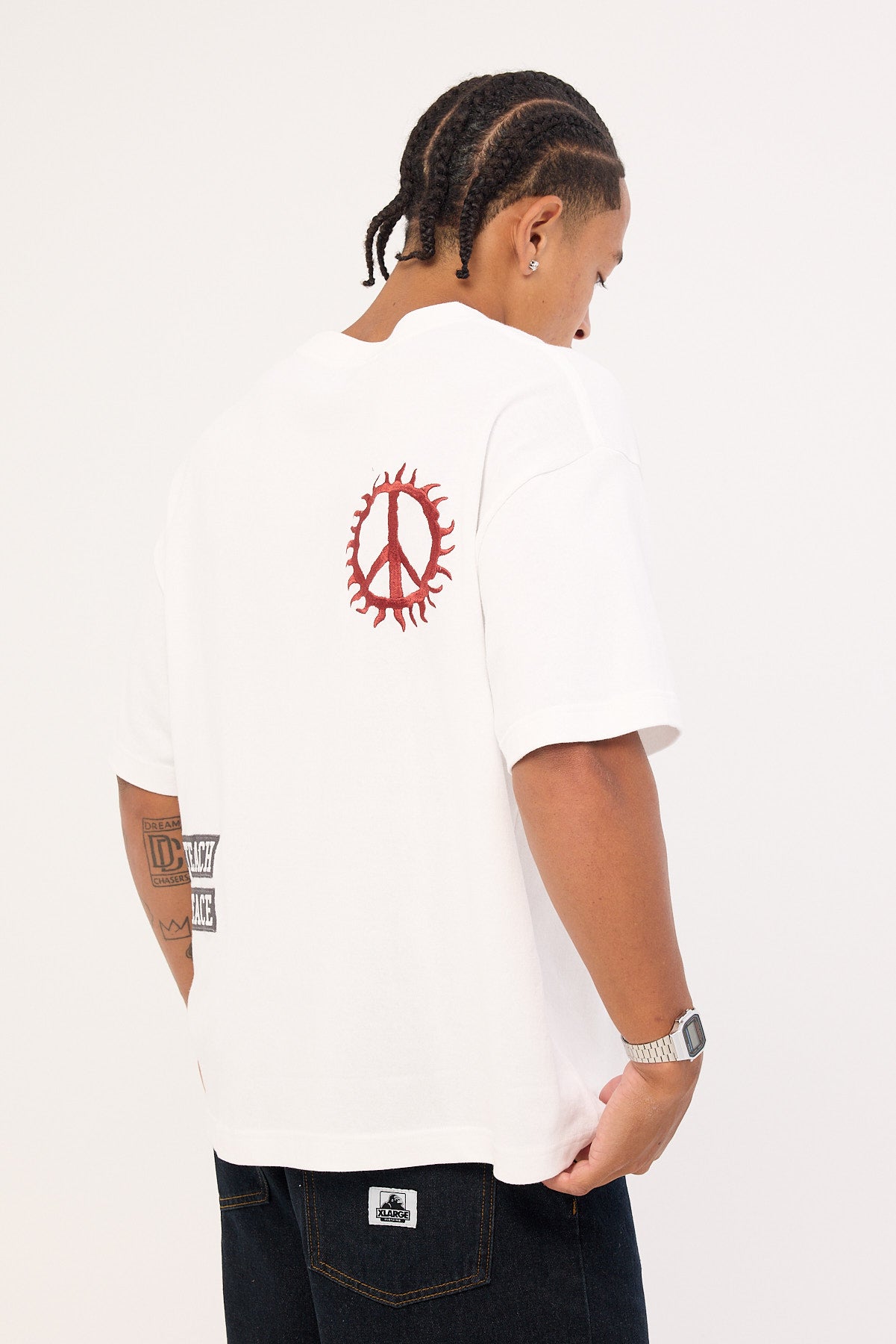 Xlarge Teach Peace Gorilla Fit Tee White