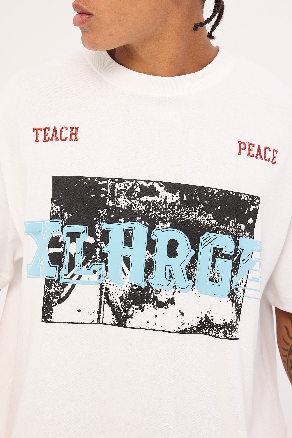 Xlarge Teach Peace Gorilla Fit Tee White