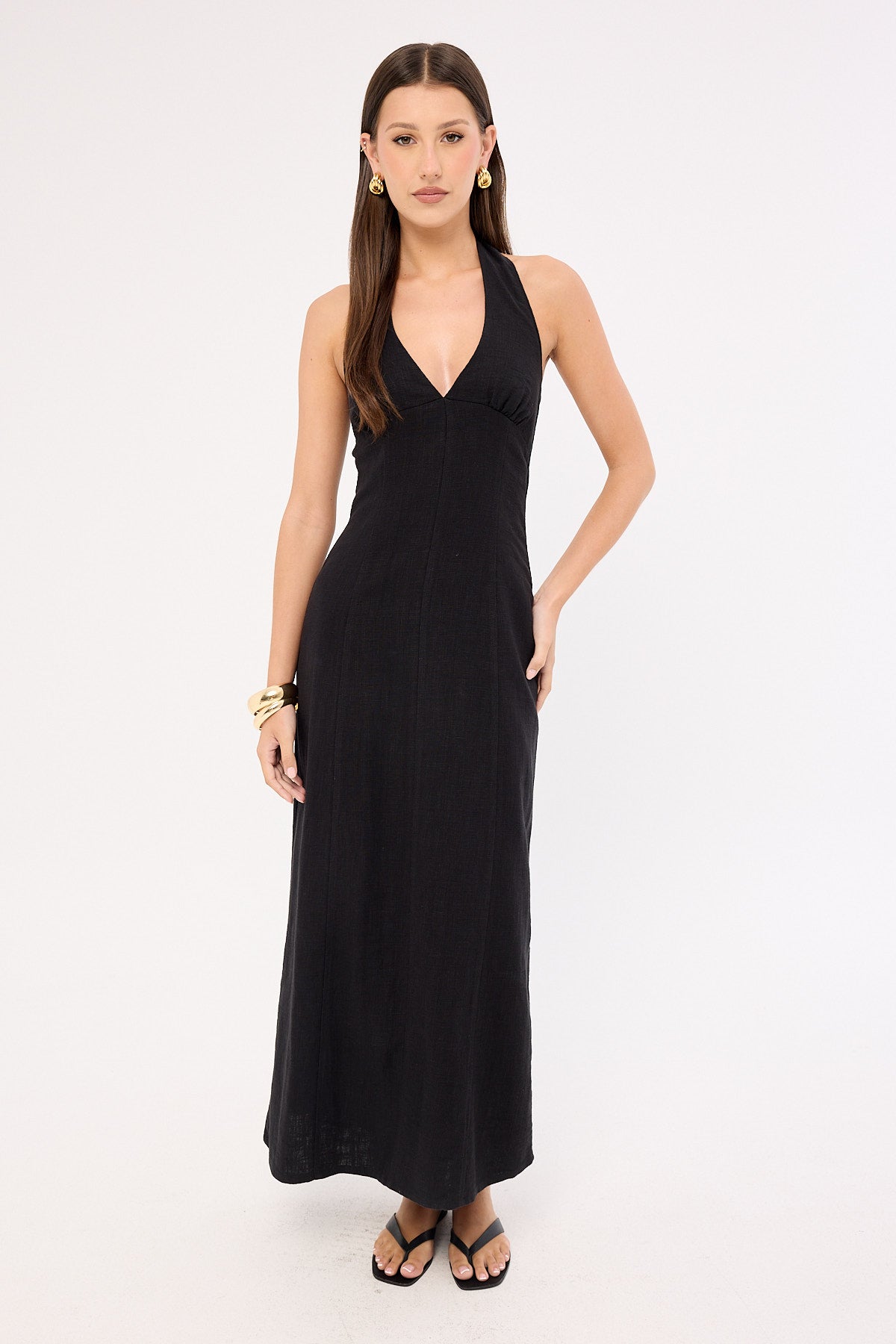 Perfect Stranger Tessa Halter Linen Maxi Dress Black – Universal Store