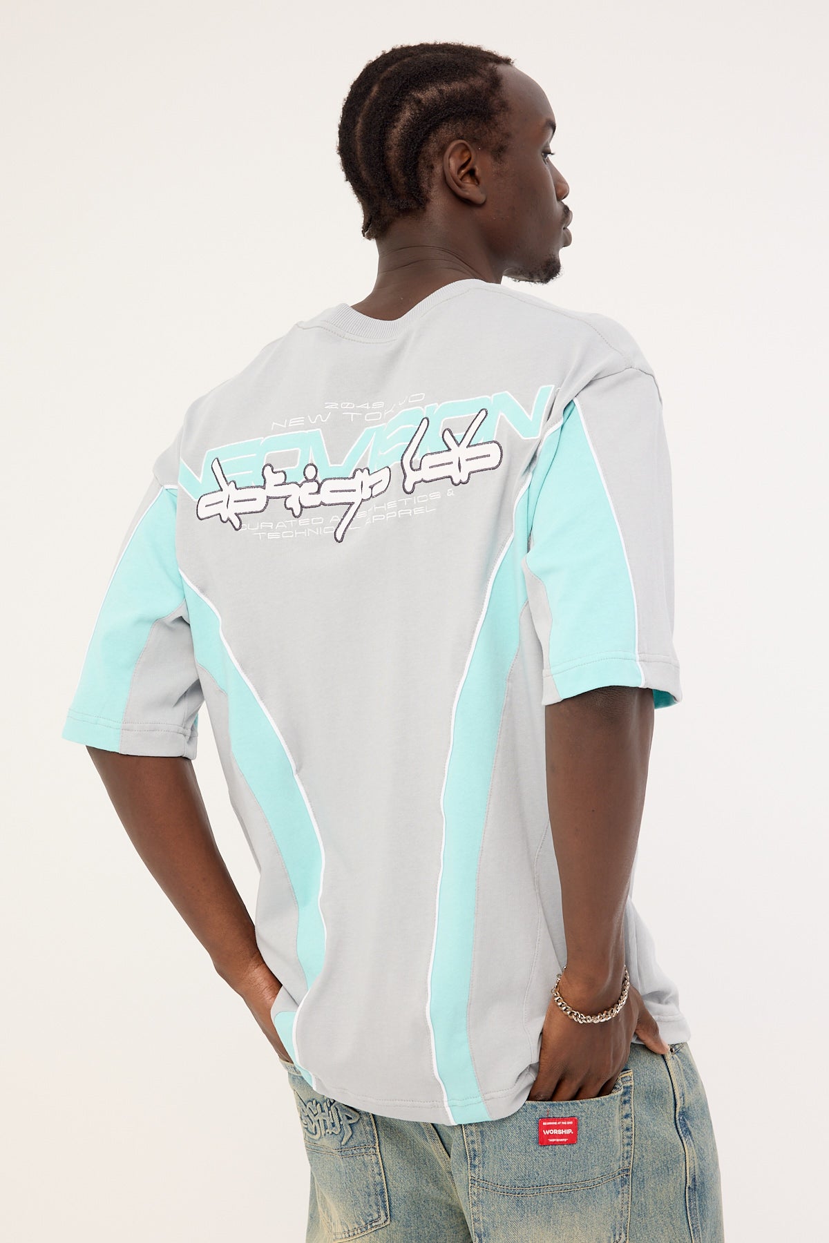 Neovision Synchronize Oversize Super Heavy Tee Ice Grey/Aqua