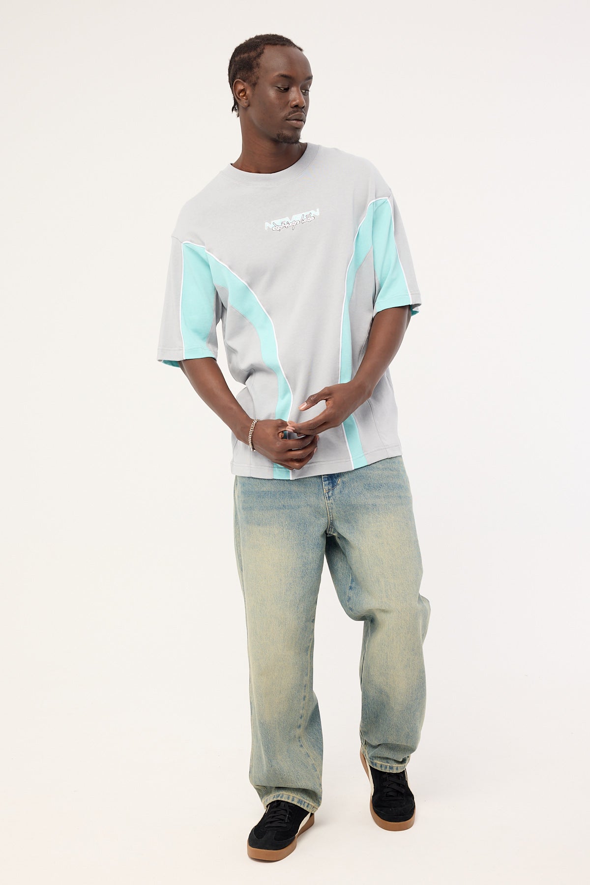 Neovision Synchronize Oversize Super Heavy Tee Ice Grey/Aqua
