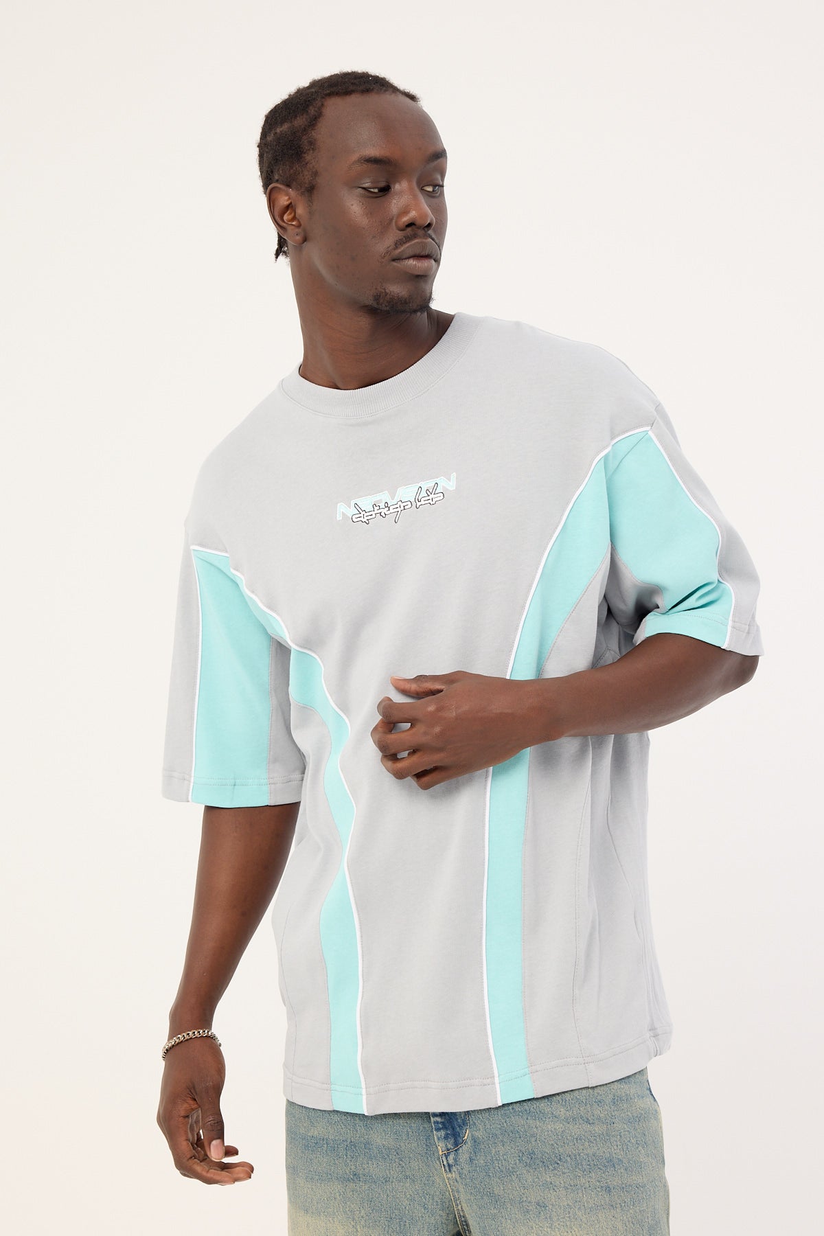 Neovision Synchronize Oversize Super Heavy Tee Ice Grey/Aqua