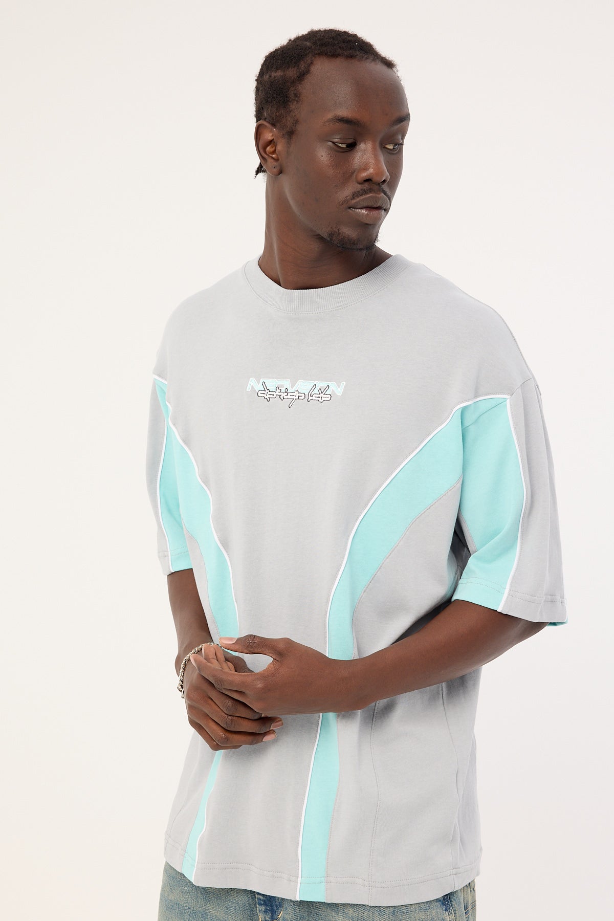 Neovision Synchronize Oversize Super Heavy Tee Ice Grey/Aqua