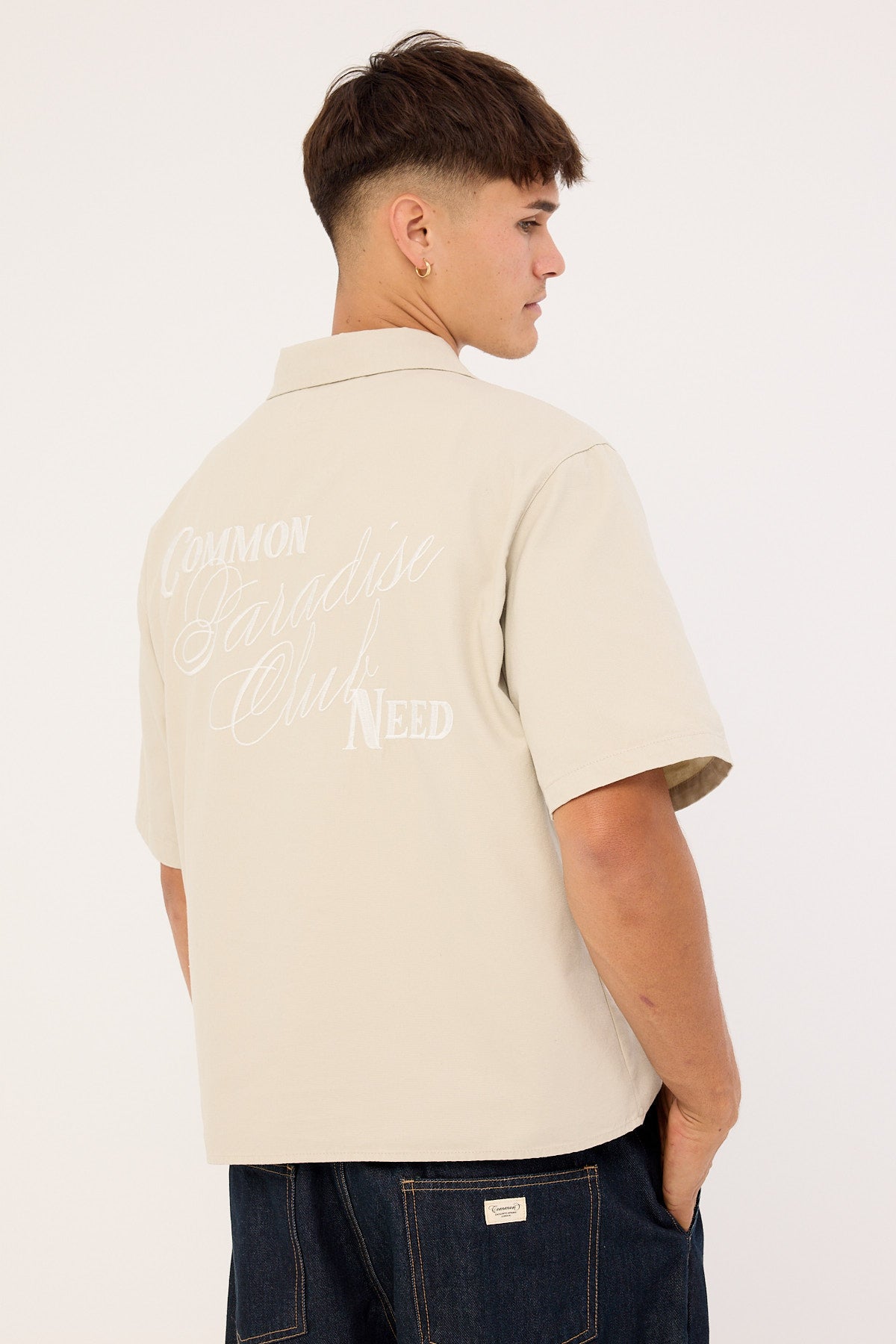 Common Need Divine Boxy Cropped Resort Shirt Dove Grey