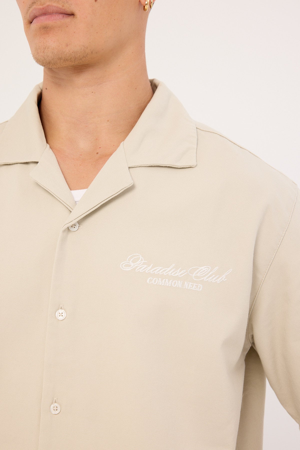 Common Need Divine Boxy Cropped Resort Shirt Dove Grey