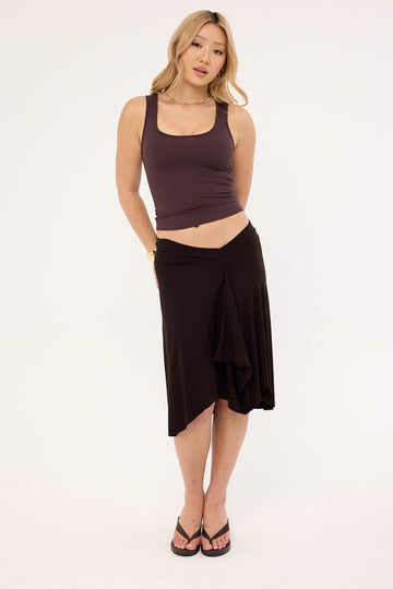 Motel Esmeray Midi Skirt Choc Brown