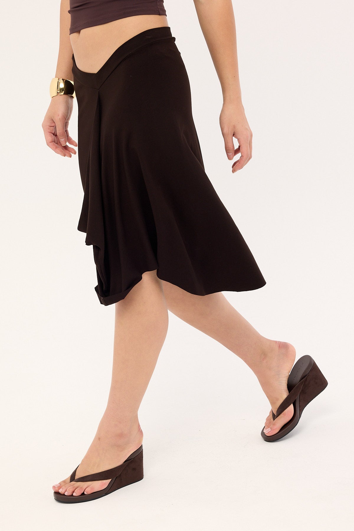 Motel Esmeray Midi Skirt Choc Brown