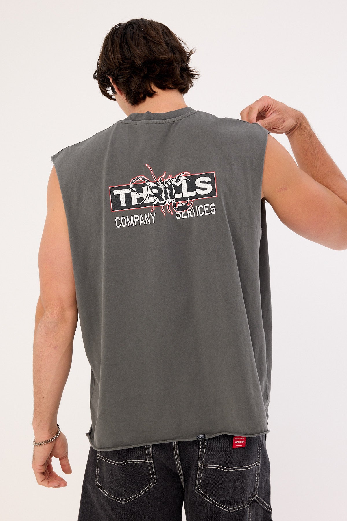 Thrills Stinger Box Fit Oversize Muscle Merch Black