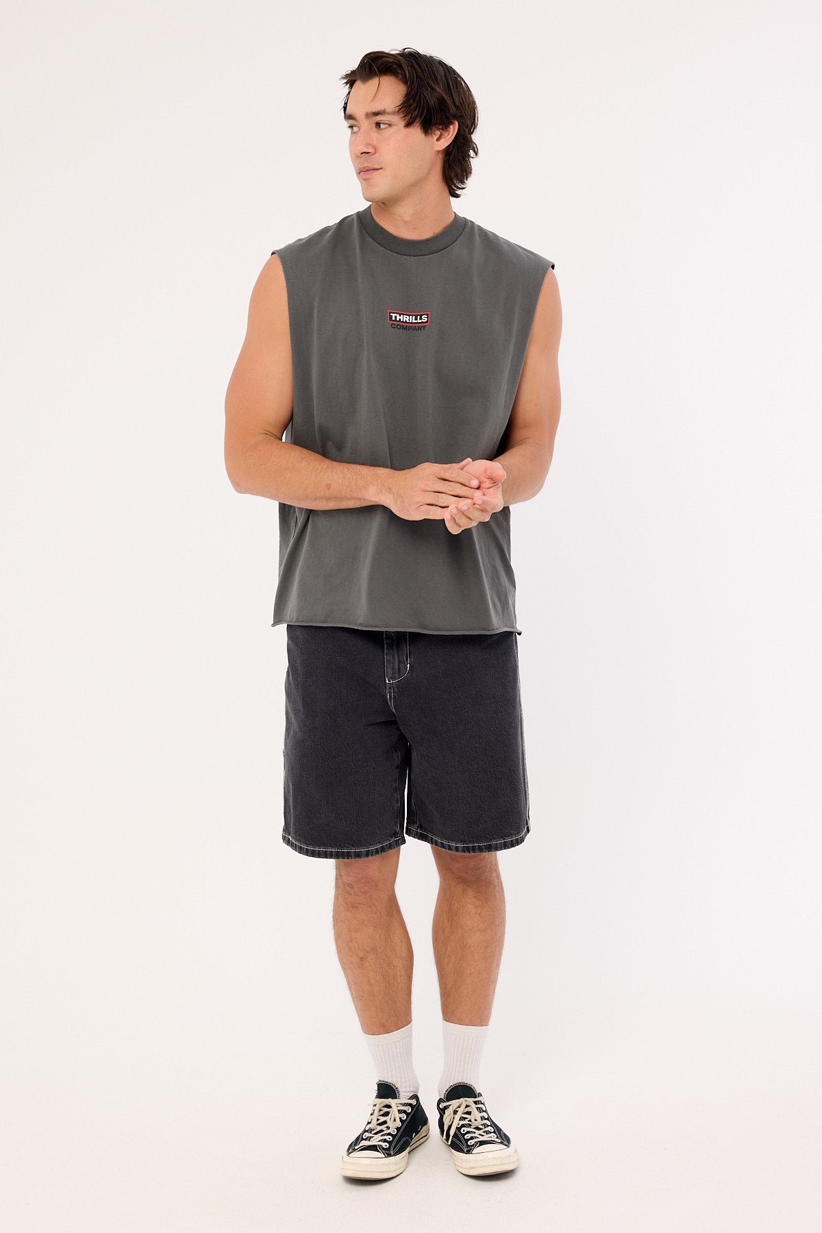 Thrills Stinger Box Fit Oversize Muscle Merch Black