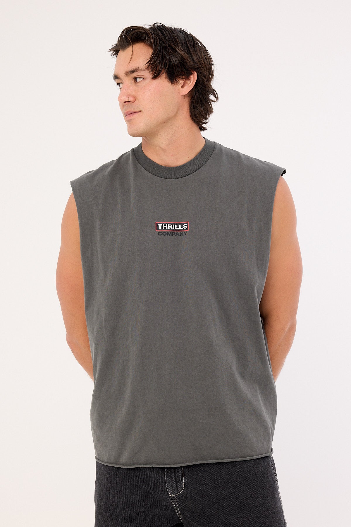 Thrills Stinger Box Fit Oversize Muscle Merch Black