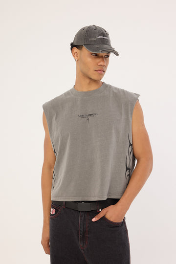 Neovision Tribal Cropped Muscle Tank Acid Grey