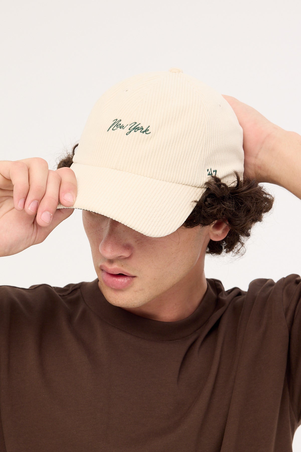 47 Brand State of New York Cord Base Runner 47 Clean Up Cap Natural/Dark Green