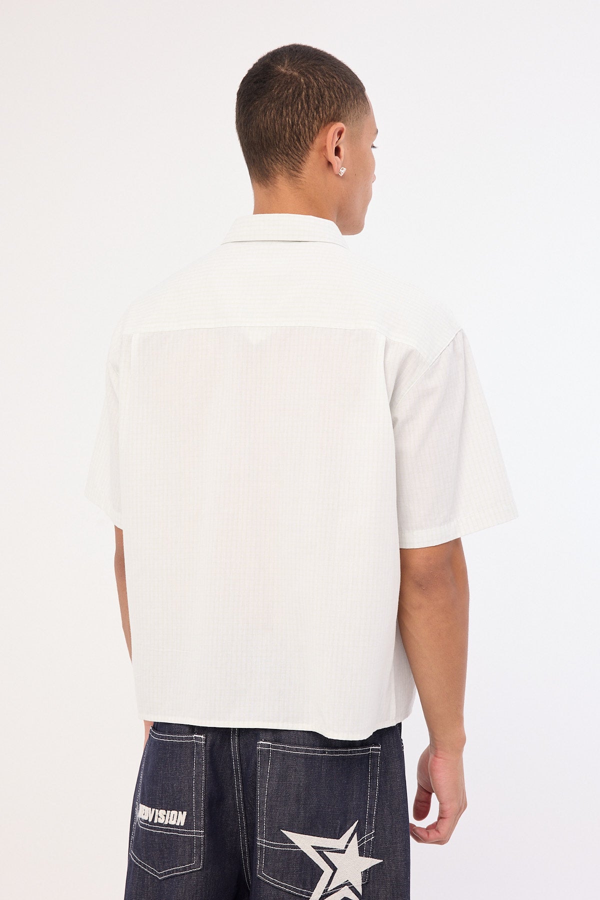 Neovision Break Oversize Cropped Shirt Light Green Check