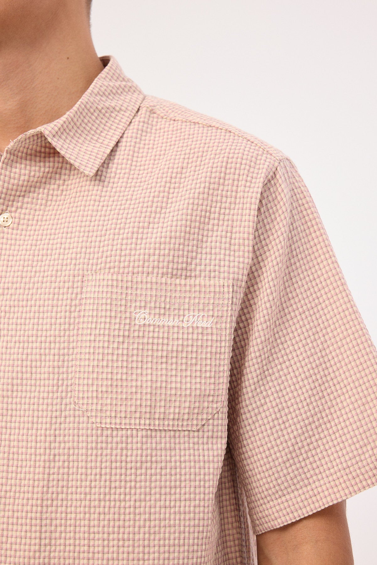 Common Need Urban Boxy Cropped Shirt Pink Check