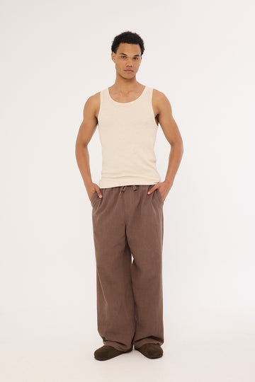 Common Need Sorrento Baggy Linen Pant Brown