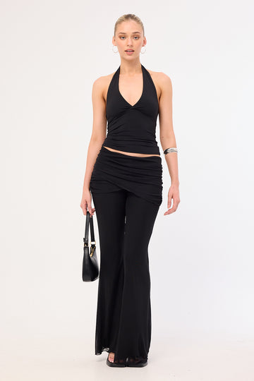Luck + Trouble Zuri Mesh Flare Pant Black