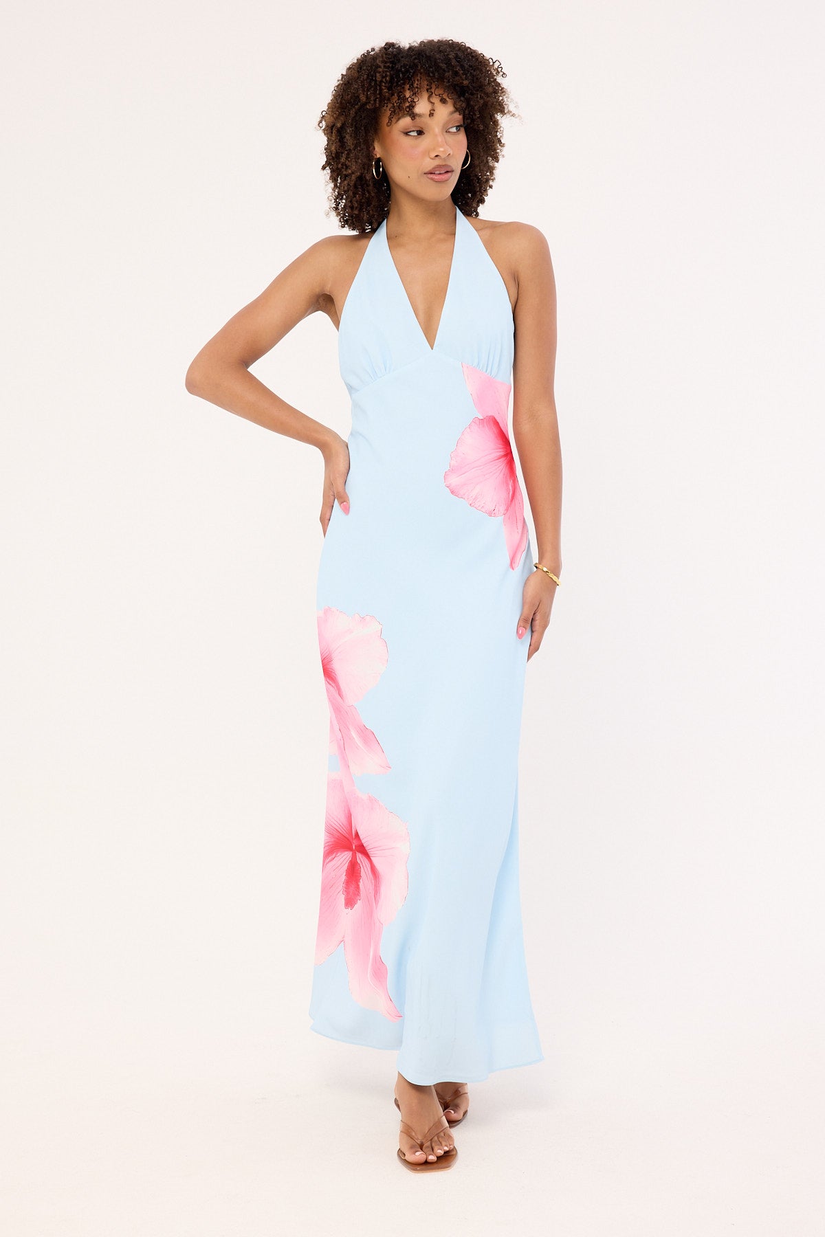 Luck & Trouble Loula Bloom Maxi Dress Light Blue