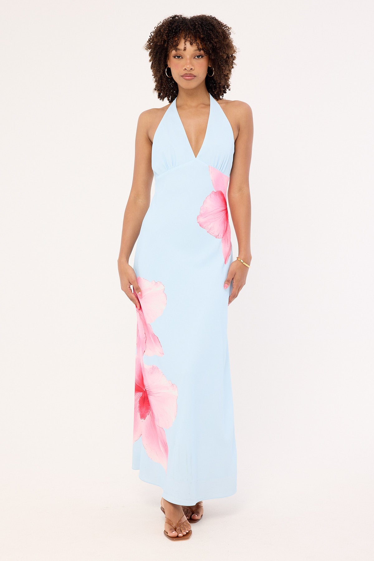 Luck & Trouble Loula Bloom Maxi Dress Light Blue
