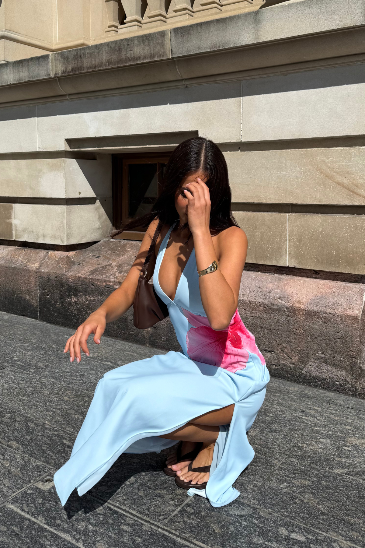 Luck & Trouble Loula Bloom Maxi Dress Light Blue