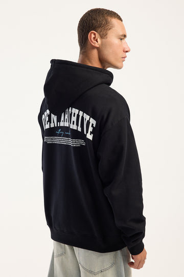 Open Archive College Boxy Hoodie Black