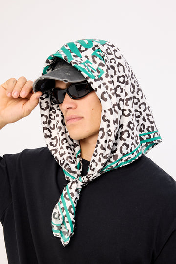 Common Need Best Interest Bandana Head Scarf Cream Leopard