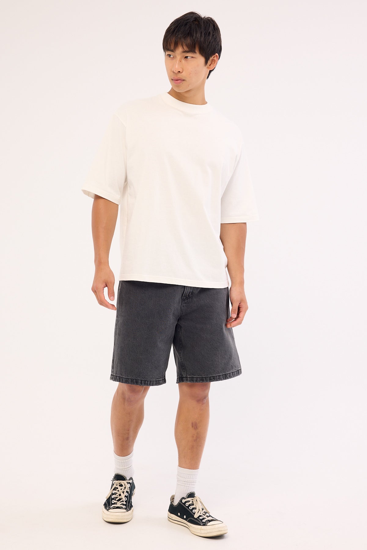 Thrills Super Charged Mid Slacker Denim Short Ash Black