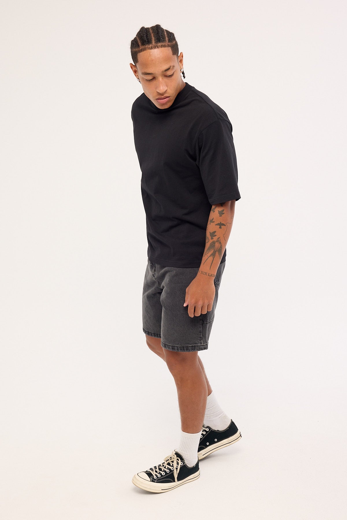Thrills Super Charged Mid Slacker Denim Short Ash Black