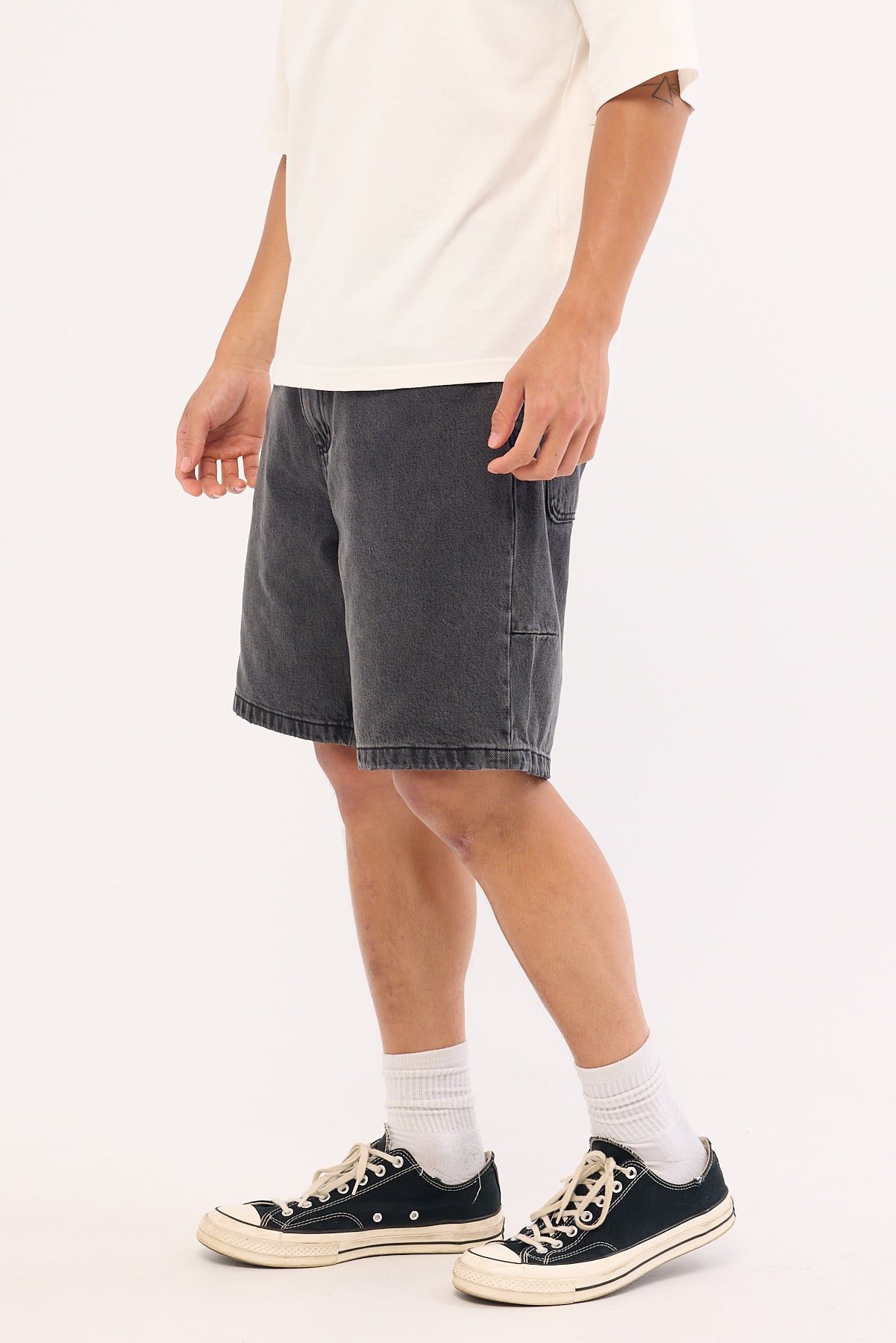 Thrills Super Charged Mid Slacker Denim Short Ash Black