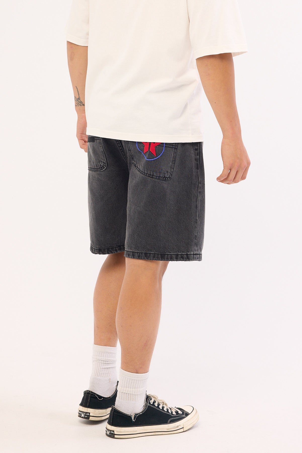 Thrills Super Charged Mid Slacker Denim Short Ash Black