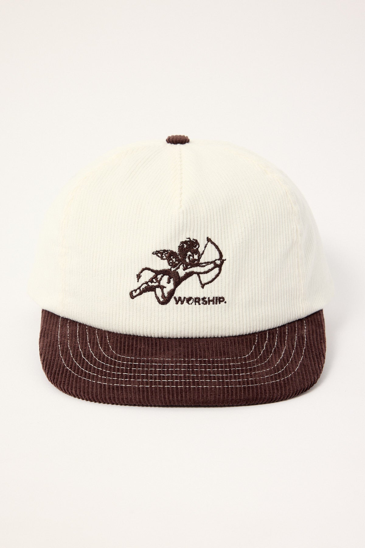 Worship Cherub Cord 5 Panel Hat Dark Choc