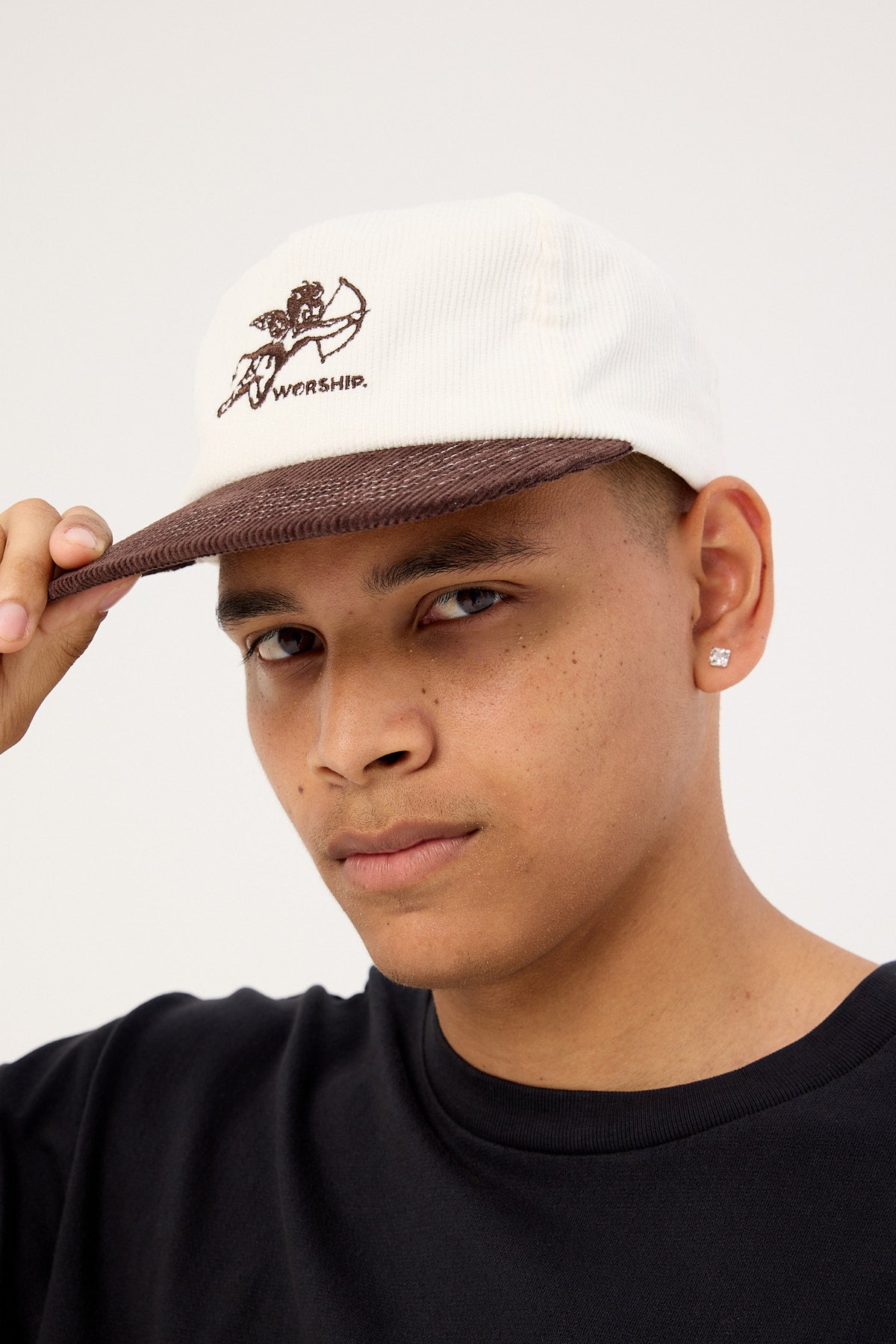 Worship Cherub Cord 5 Panel Hat Dark Choc