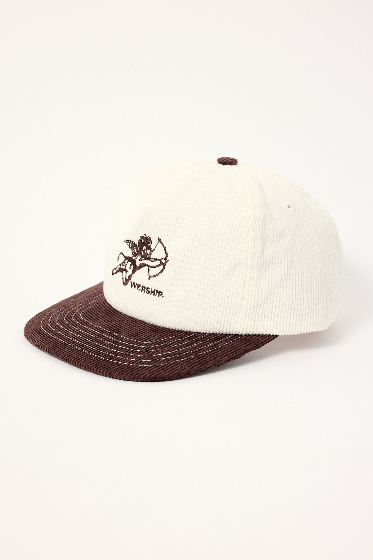 Worship Cherub Cord 5 Panel Hat Dark Choc