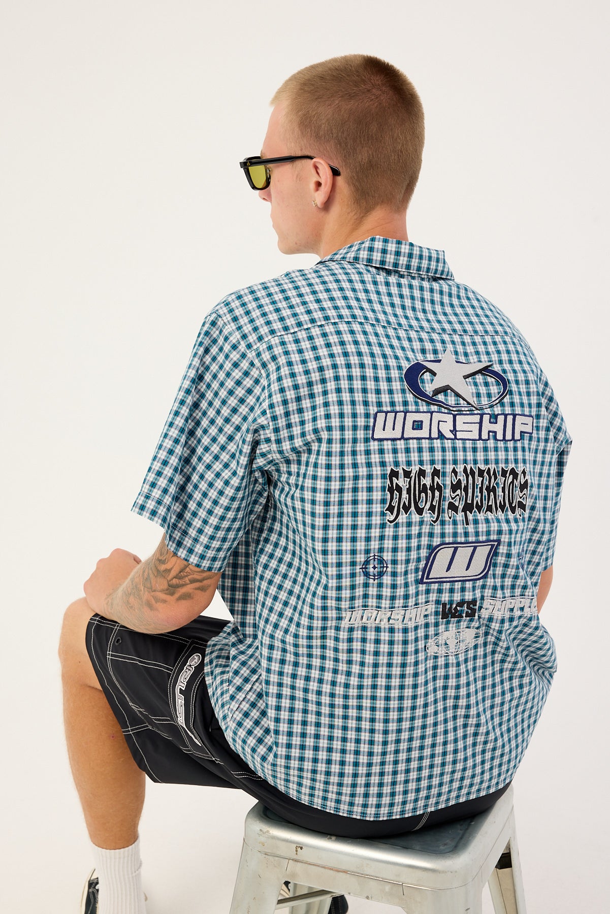 Worship Injection Short Sleeve Shirt Dark Blue