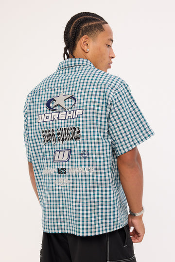 Worship Injection Short Sleeve Shirt Dark Blue
