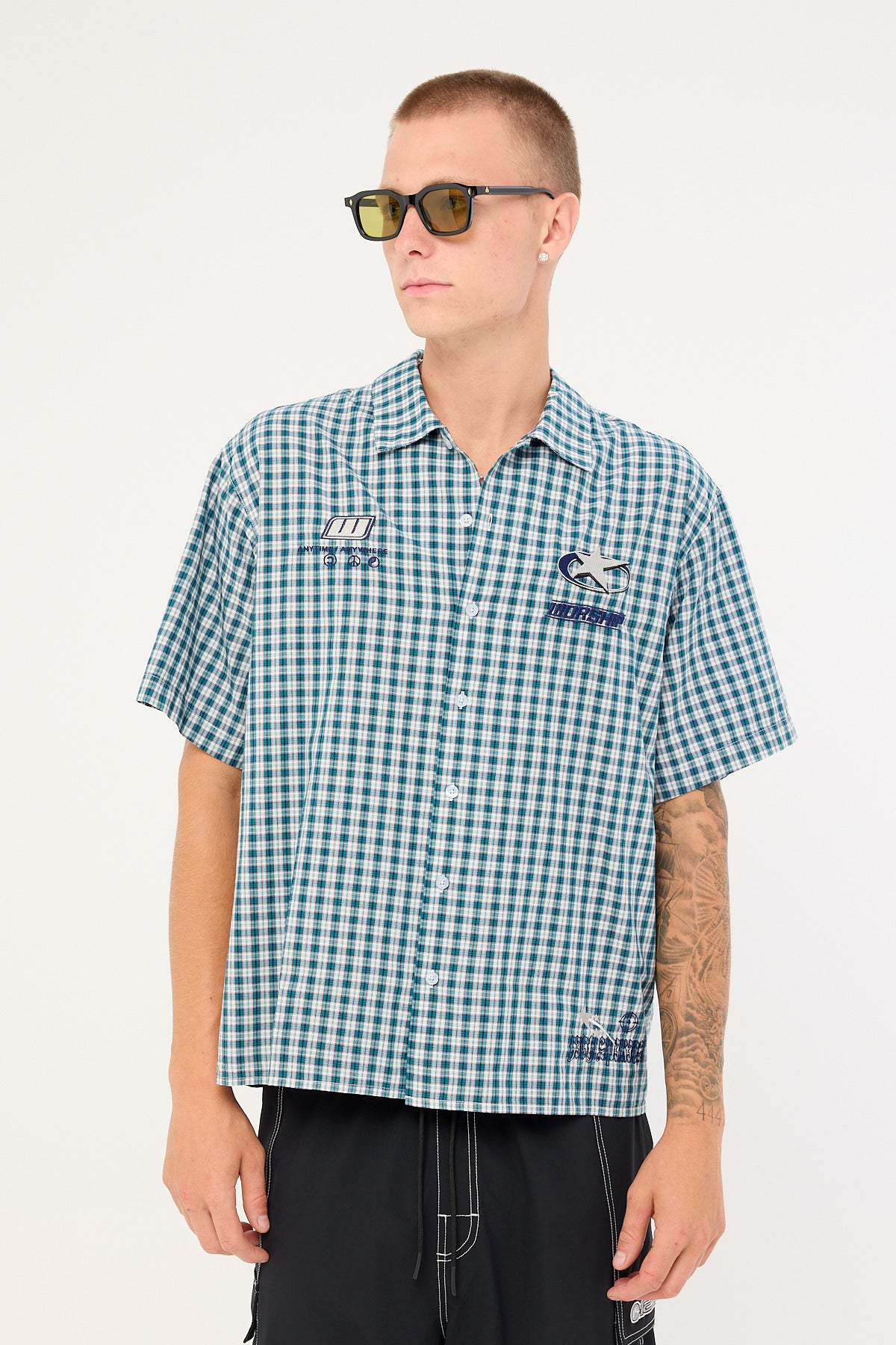 Worship Injection Short Sleeve Shirt Dark Blue