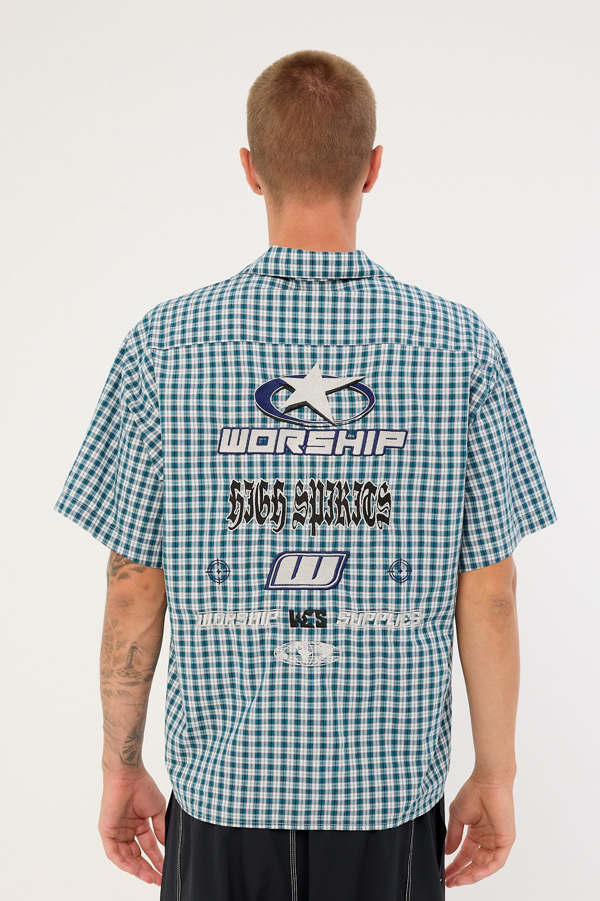 Worship Injection Short Sleeve Shirt Dark Blue