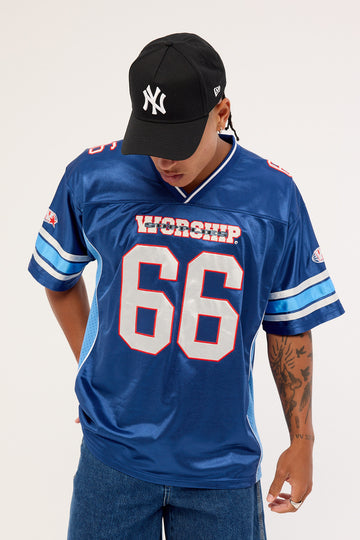 Worship Belter Mesh Jersey Tee Blue Depths