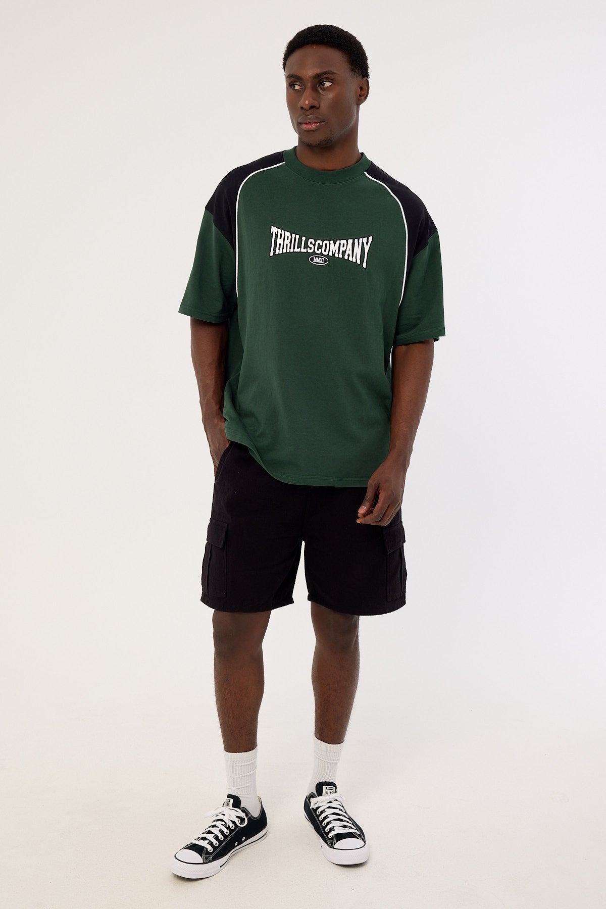 Thrills Stakes Are High Box Fit Oversize Tee Sycamore Green