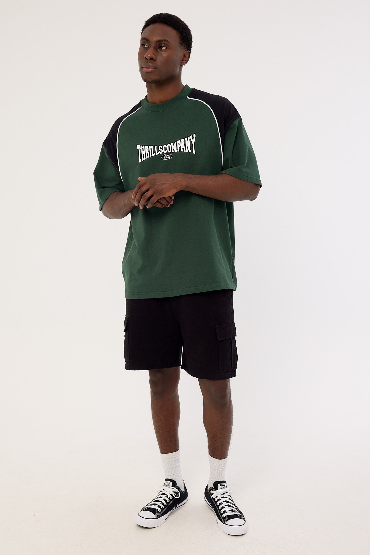 Thrills Stakes Are High Box Fit Oversize Tee Sycamore Green