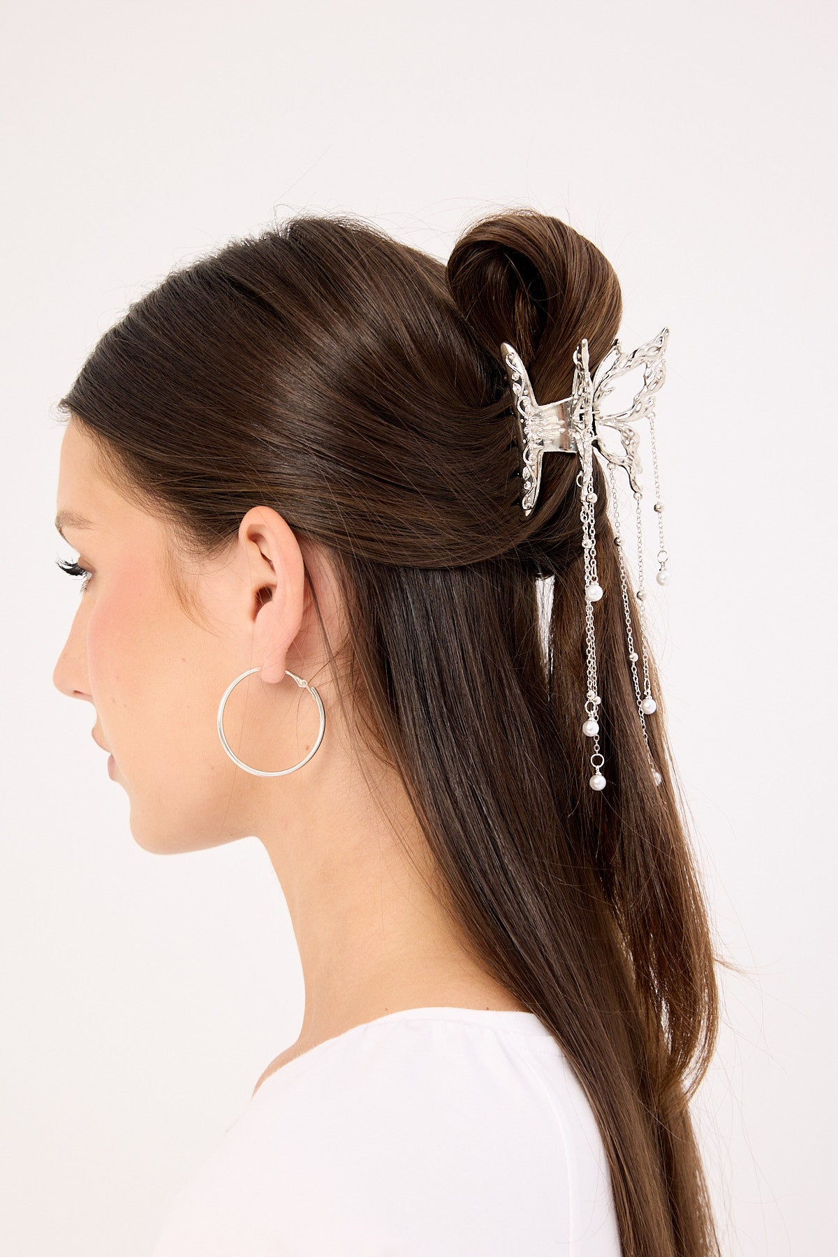 Token Y2K Pearl Drop Claw Clip Silver