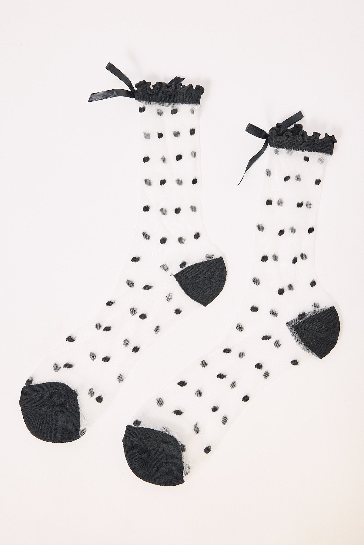 Token Polka Dot Sheer Sock Black