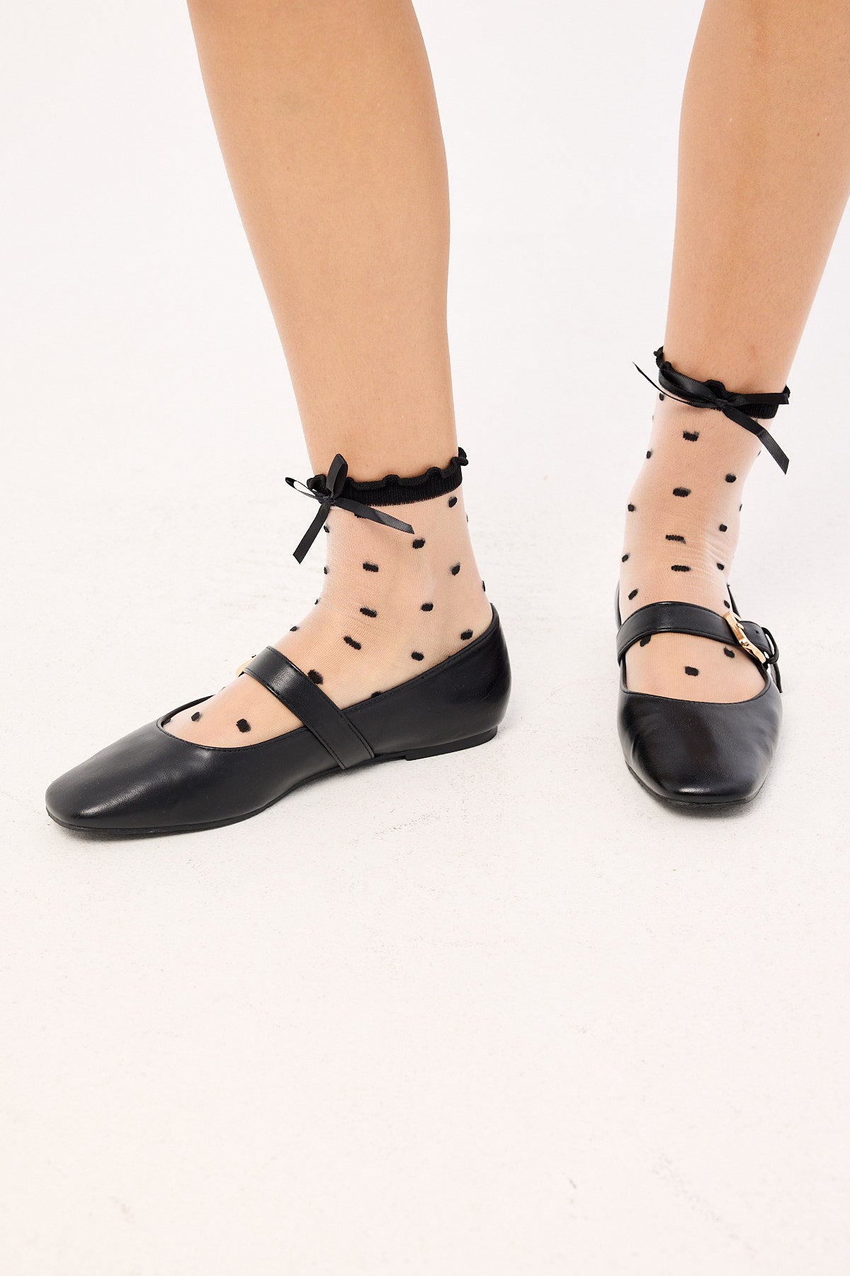 Token Polka Dot Sheer Sock Black