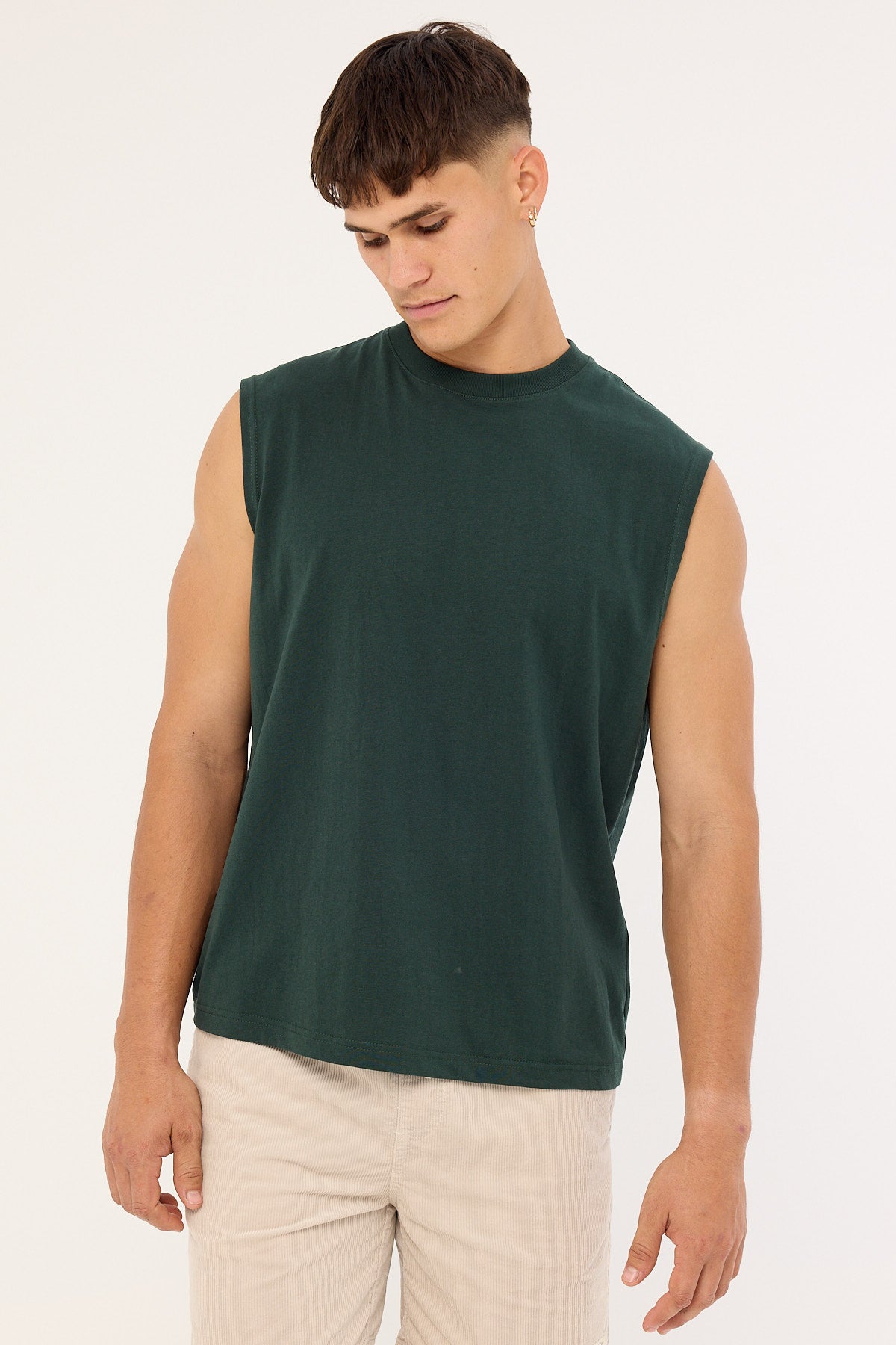 Open Archive Organic Boxy Muscle Tank Forest Green