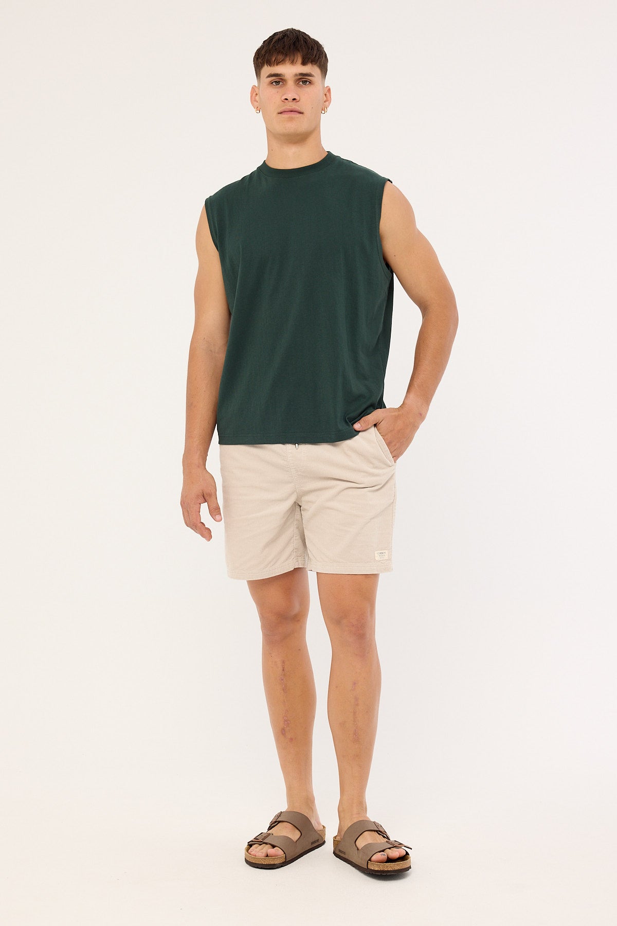 Open Archive Organic Boxy Muscle Tank Forest Green