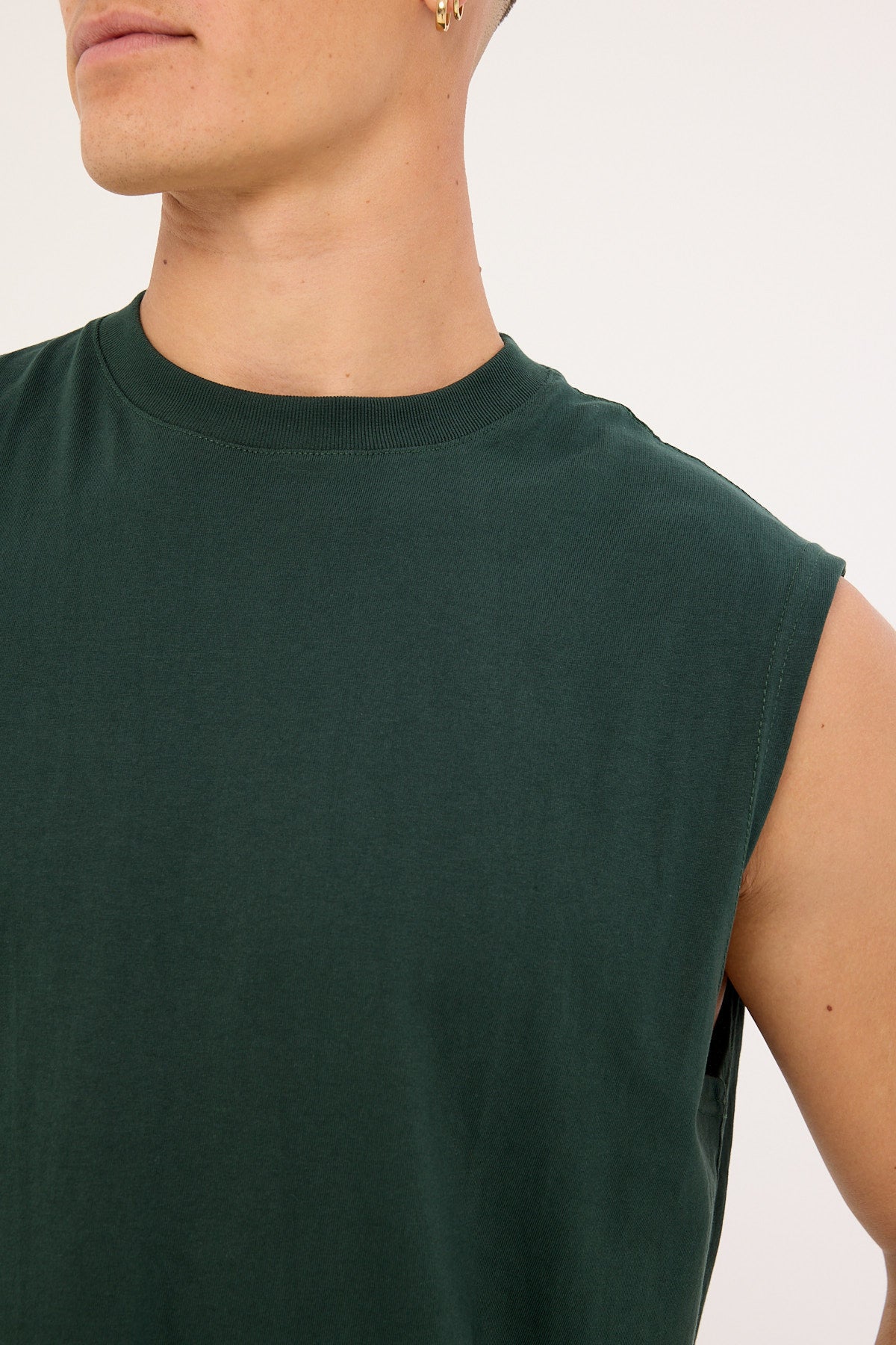 Open Archive Organic Boxy Muscle Tank Forest Green