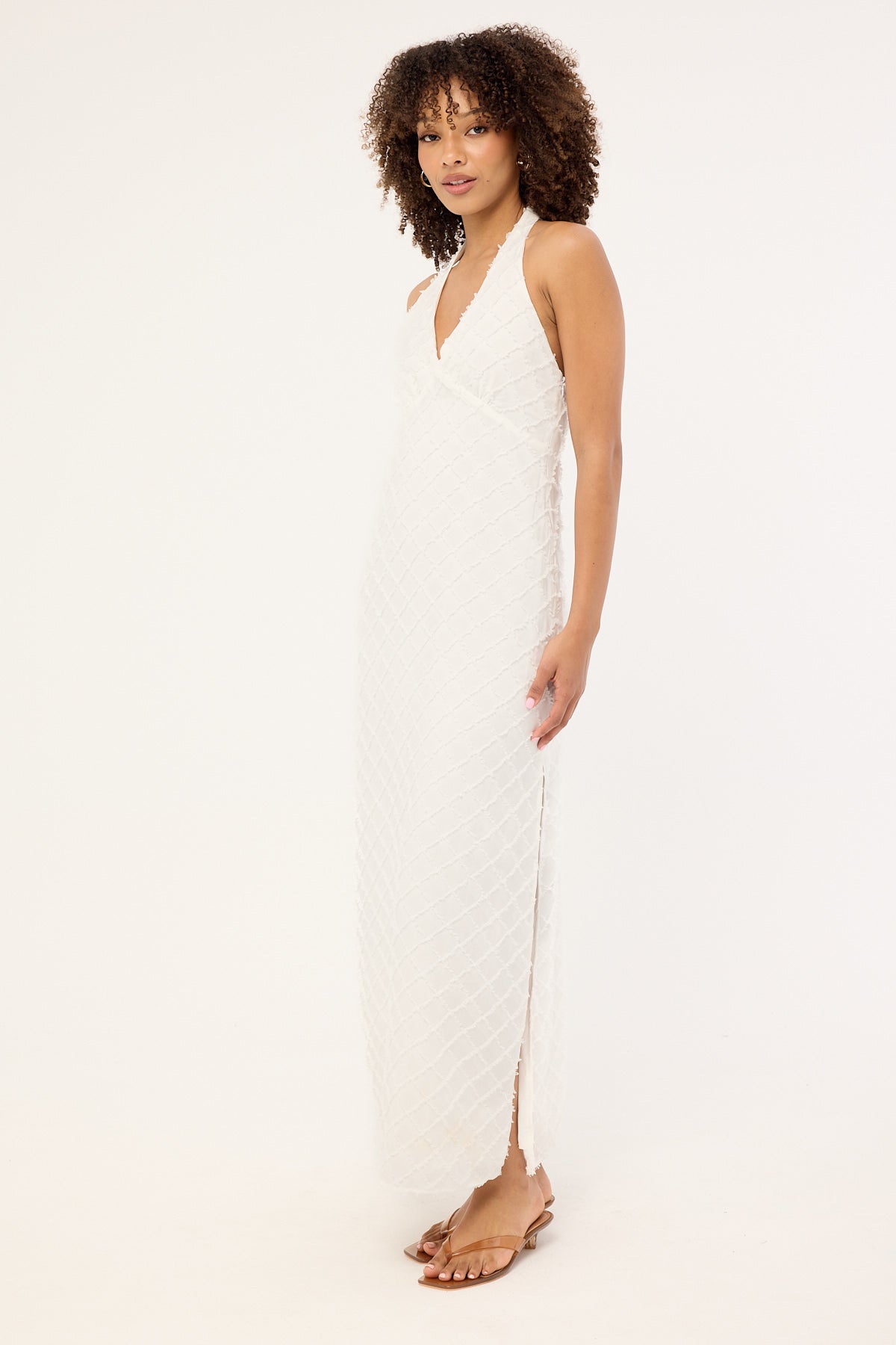 Luck & Trouble Carrie Halter Maxi Dress White