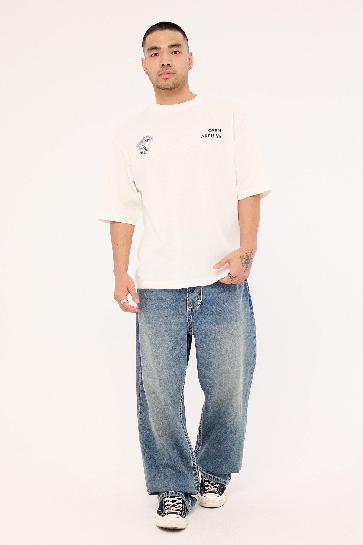 Open Archive Flora Organic Boxy Tee Off White