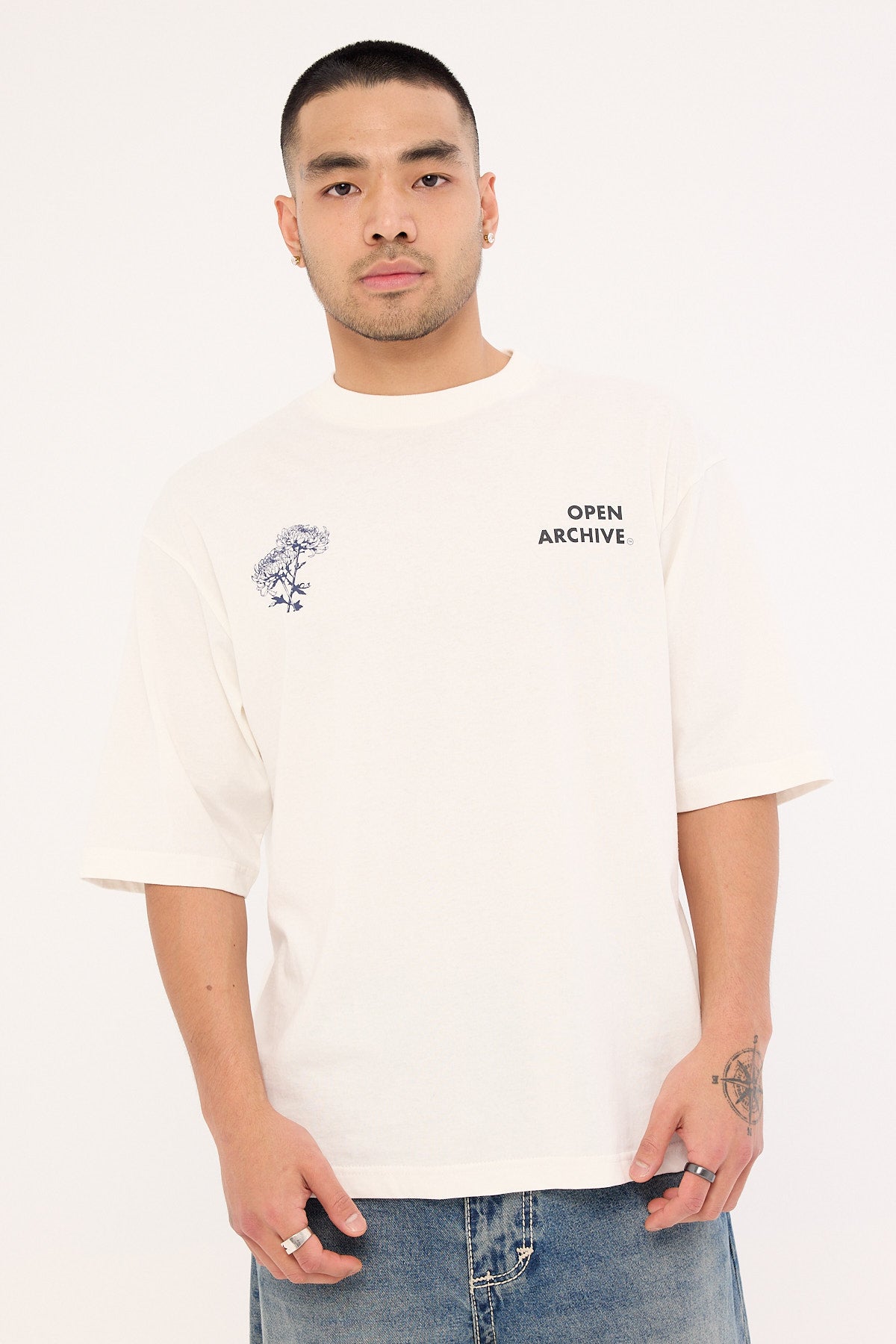 Open Archive Flora Organic Boxy Tee Off White