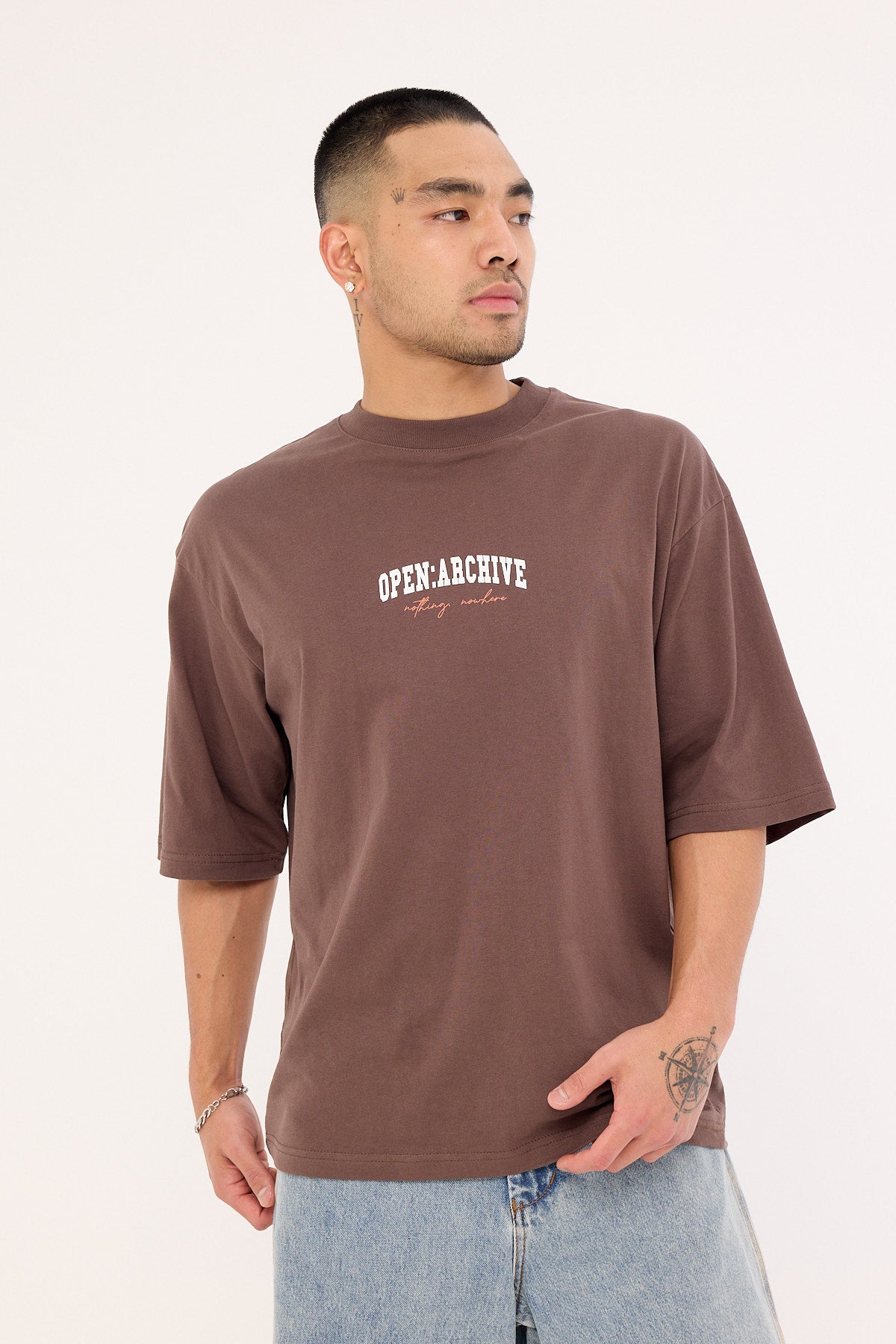 Open Archive College Organic Boxy Tee Cocoa Brown